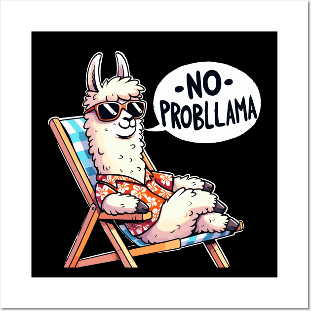 No Probllama Llama (Back Print) Wall Art by DoodleDashDesigns